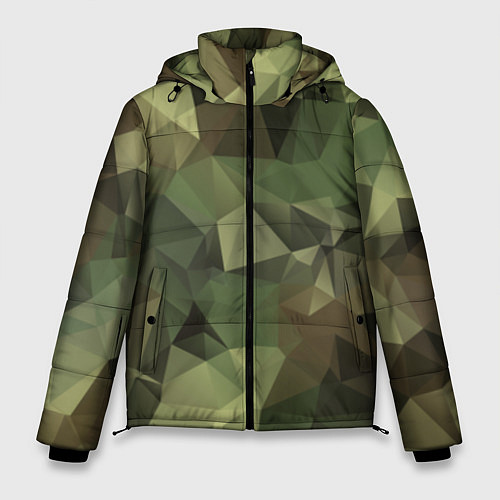 Мужская зимняя куртка Полигональный камуфляж / 3D-Черный – фото 1