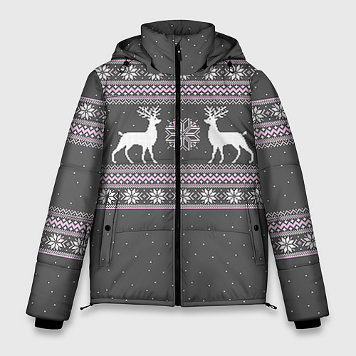 Мужская зимняя куртка Узор с оленями / 3D-Черный – фото 1