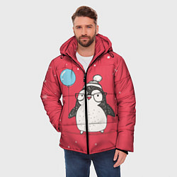 Куртка зимняя мужская Влюбленная пингвинка, цвет: 3D-красный — фото 2