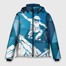 Куртка зимняя мужская Горы и сноубордист, цвет: 3D-черный