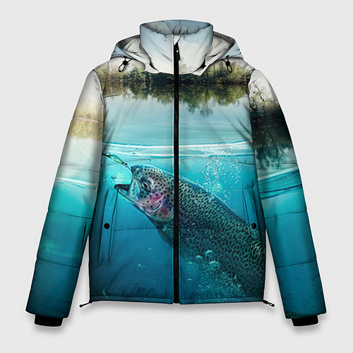Мужская зимняя куртка Рыбалка на спиннинг / 3D-Черный – фото 1