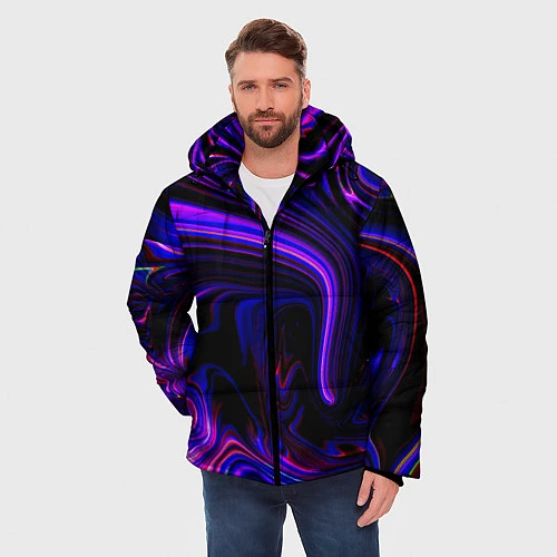 Мужская зимняя куртка Цветные разводы / 3D-Светло-серый – фото 3