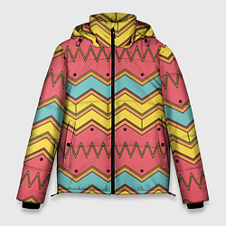 Куртка зимняя мужская Цветные зигзаги, цвет: 3D-черный