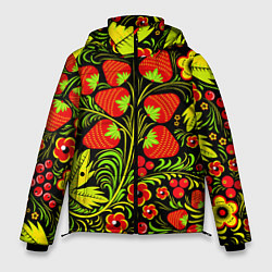 Куртка зимняя мужская Хохлома: земляника, цвет: 3D-черный