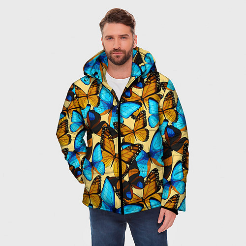 Мужская зимняя куртка Бабочки / 3D-Светло-серый – фото 3