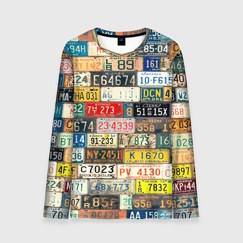 Мужской лонгслив Автомобильные номера мира / 3D-принт – фото 1