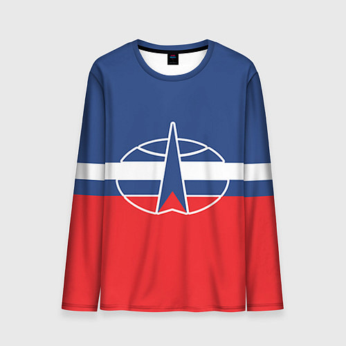 Мужской лонгслив Флаг космический войск РФ / 3D-принт – фото 1