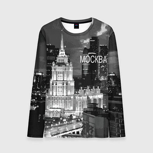 Мужской лонгслив Огни ночной Москвы / 3D-принт – фото 1