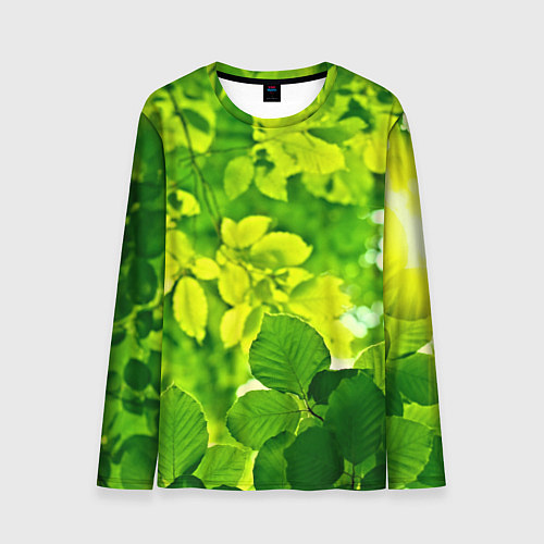 Мужской лонгслив Зелёные листья / 3D-принт – фото 1