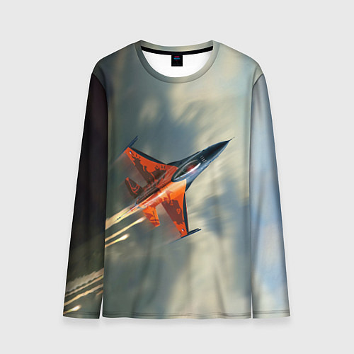 Мужской лонгслив Красный F16 / 3D-принт – фото 1