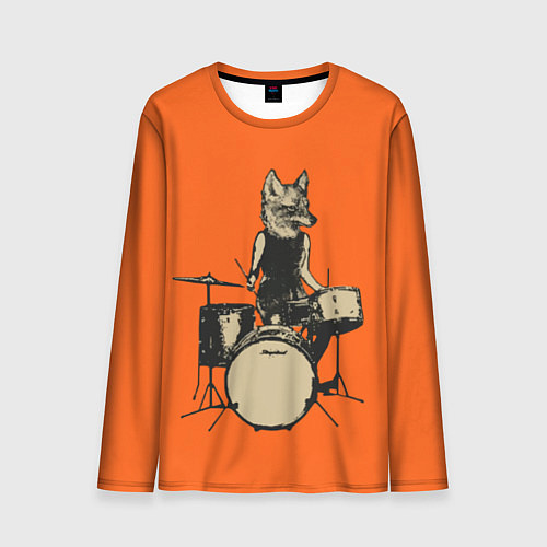 Мужской лонгслив Drums Fox / 3D-принт – фото 1