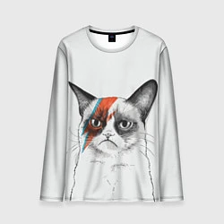 Лонгслив мужской David Bowie: Grumpy cat, цвет: 3D-принт