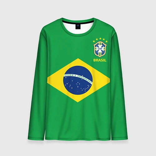 Мужской лонгслив Сборная Бразилии: зеленая / 3D-принт – фото 1