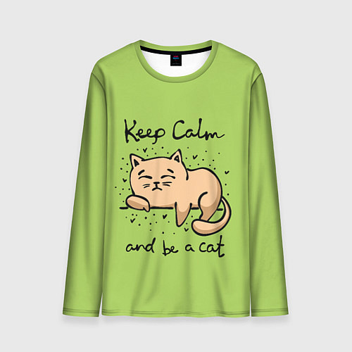 Мужской лонгслив Keep Calm and be a cat / 3D-принт – фото 1