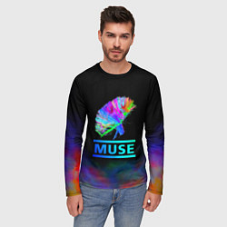 Лонгслив мужской Muse: Neon Flower, цвет: 3D-принт — фото 2