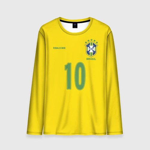 Мужской лонгслив Сборная Бразилии: Роналдиньо 10 / 3D-принт – фото 1