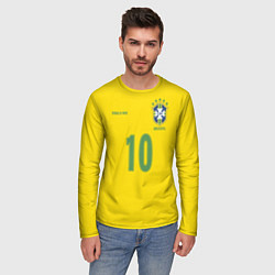 Лонгслив мужской Сборная Бразилии: Роналдиньо 10, цвет: 3D-принт — фото 2