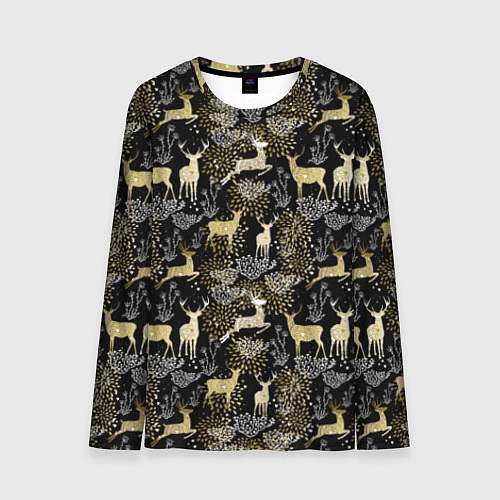 Мужской лонгслив Рождественские олени / 3D-принт – фото 1