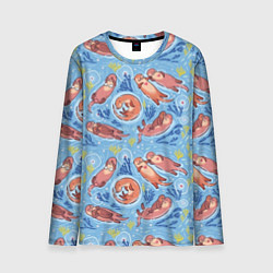 Лонгслив мужской Весёлые дружные выдры, цвет: 3D-принт