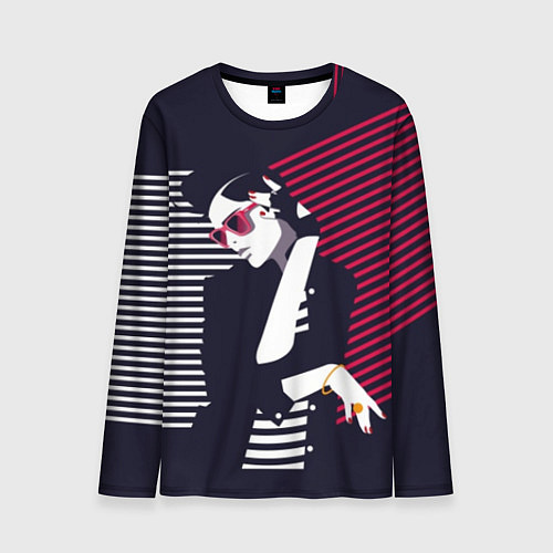 Мужской лонгслив Стильная женщина - поп арт / 3D-принт – фото 1