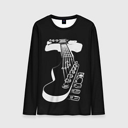 Лонгслив мужской Гитара черно - белая, цвет: 3D-принт