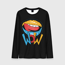 Лонгслив мужской Wow - lips with tongue, цвет: 3D-принт