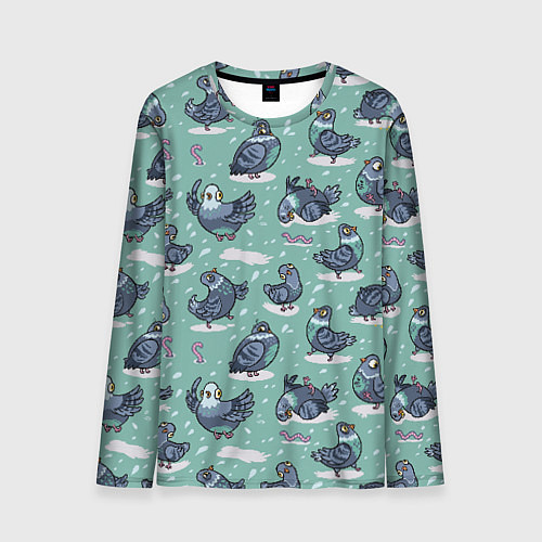 Мужской лонгслив Голуби и червяки / 3D-принт – фото 1