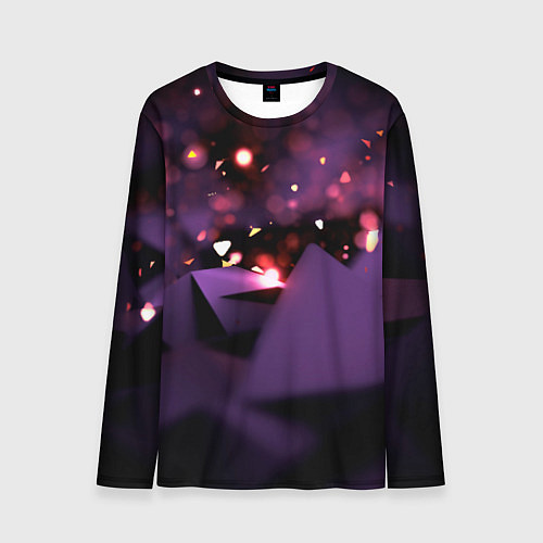 Мужской лонгслив Фиолетовая абстракция с блестками / 3D-принт – фото 1