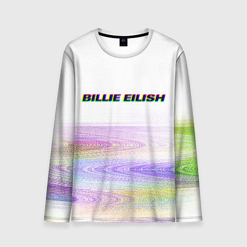 Мужской лонгслив BILLIE EILISH: White Glitch / 3D-принт – фото 1