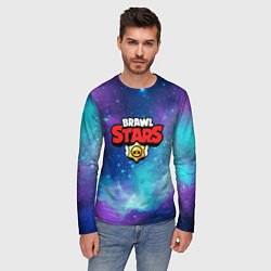 Лонгслив мужской BRAWL STARS лого в космосе, цвет: 3D-принт — фото 2