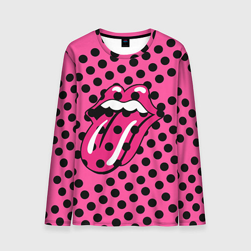 Мужской лонгслив Rolling stones pink logo / 3D-принт – фото 1