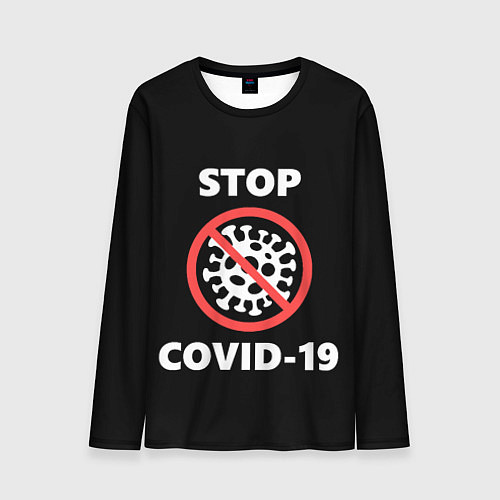 Мужской лонгслив STOP COVID-19 / 3D-принт – фото 1