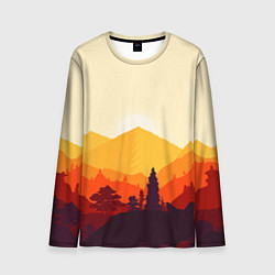 Лонгслив мужской Горы закат пейзаж лиса арт, цвет: 3D-принт