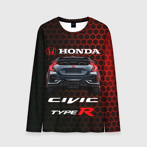Мужской лонгслив Honda Civic Type R / 3D-принт – фото 1