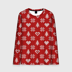 Лонгслив мужской Красный рождественский свитер, цвет: 3D-принт