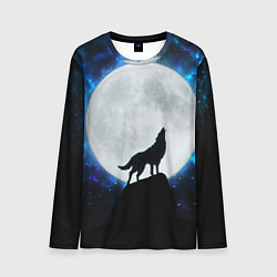 Лонгслив мужской Волк воющий на луну, цвет: 3D-принт