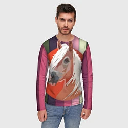 Лонгслив мужской Лошадь с фоном, цвет: 3D-принт — фото 2