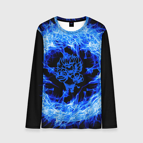 Мужской лонгслив Лев в синем пламени / 3D-принт – фото 1