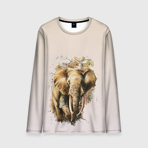 Мужской лонгслив Акварельный слон брызги / 3D-принт – фото 1