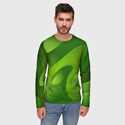 Лонгслив мужской 3d Green abstract, цвет: 3D-принт — фото 2