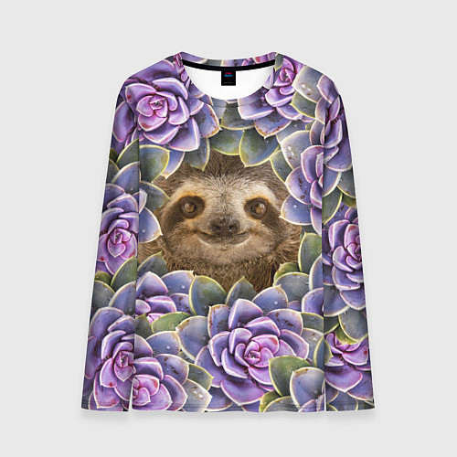 Мужской лонгслив Ленивец среди цветов / 3D-принт – фото 1