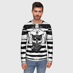 Лонгслив мужской ТЕЛЬНЯШКА ВМФ ЧЕРЕП ФУРАЖКА, цвет: 3D-принт — фото 2