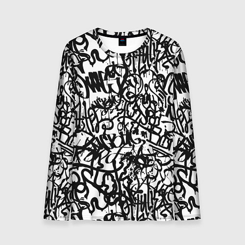 Мужской лонгслив Graffiti black on white / 3D-принт – фото 1
