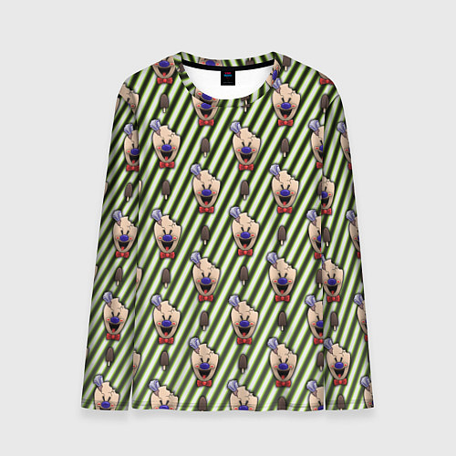 Мужской лонгслив ICE SCREAM зеленый паттерн / 3D-принт – фото 1