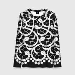 Лонгслив мужской Черно-белое кружево, цвет: 3D-принт