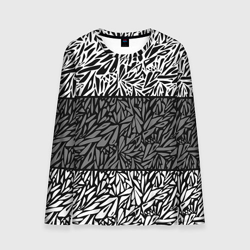 Мужской лонгслив Абстрактный черно-белый узор / 3D-принт – фото 1