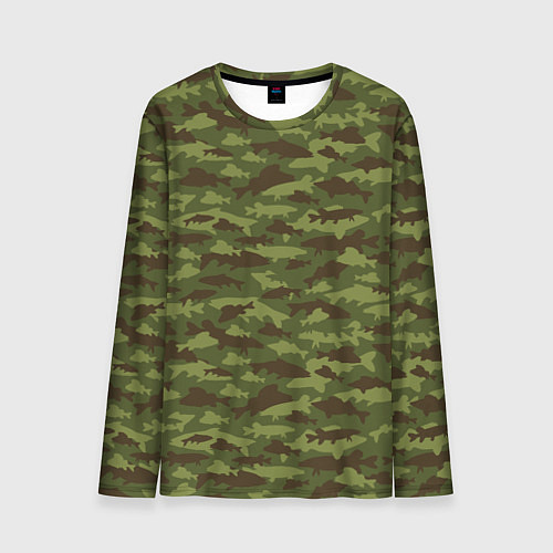 Мужской лонгслив Рыбак камуфляж из рыб / 3D-принт – фото 1