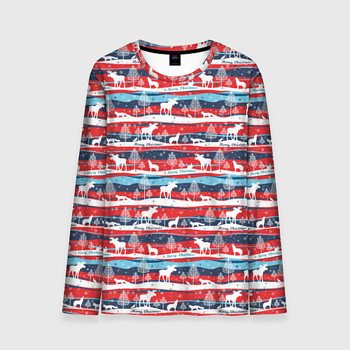 Мужской лонгслив Merry Christmas лесные звери / 3D-принт – фото 1