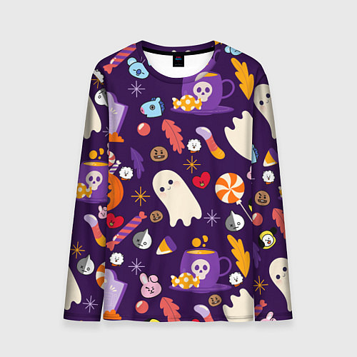 Мужской лонгслив HALLOWEEN BTS BT21 PATTERN БТ21 БТС ХЕЛЛОУИН / 3D-принт – фото 1