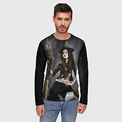 Лонгслив мужской Милая ведьма с метлой, цвет: 3D-принт — фото 2